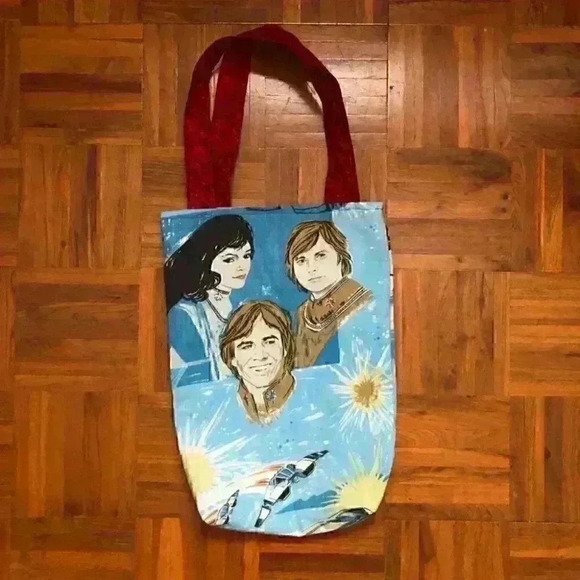 VTG linens upcycled handmade #starwars lined bookbag library bag - Picture 2 of 4